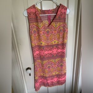 vintage 1960s psychedelic pink and yellow paisley dress